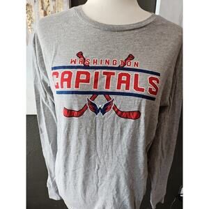 NHL Washington Capitals Boy Girl Unisex Long Sleeve Gray T-Shirt Size XL
